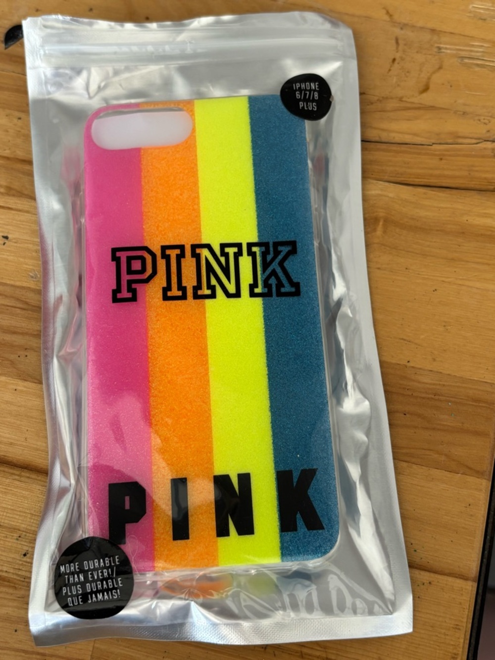 VS PINK Neon Striped iPhone Case Multicolor fits iPhones 6/7/8 PLUS